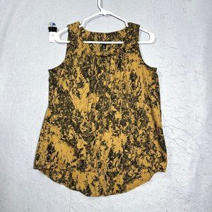 Simply Vera Wang Tank Blouse Womens Gold Black Polyester Sleeveless Size XS